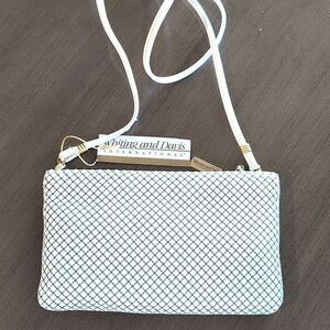 Whiting and Davis International White Metallic Mesh Shoulder Evening Bag Clutch
